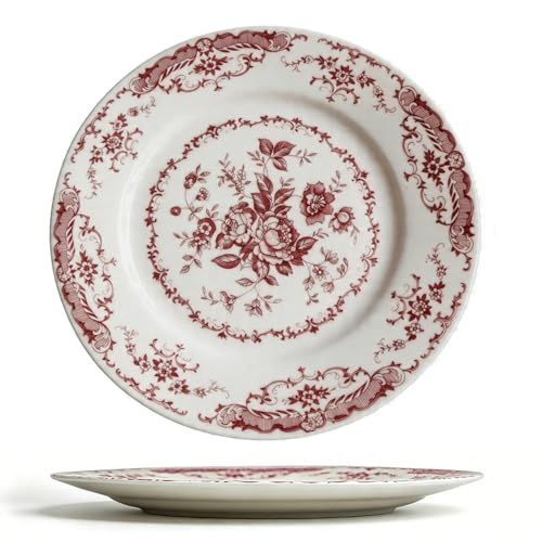 Assiette Porcelaine Vintage Lot de 2, Assiette Plate 20 cm Fleurie Française, Assiette Dessert Entrée Gâteau Tapas Apéritif, Assiette à Steak,Assiette...