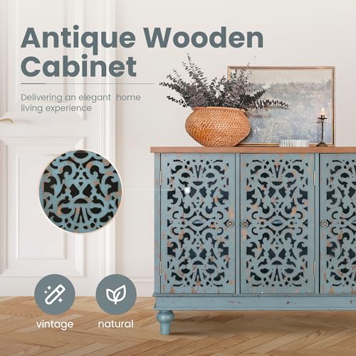 PHI-VILLA-Accent-Cabinet-with-Doors-Sideboard-Buffet-Cabinet-Distressed-Cupboard-Cabinet-for-Living-RoomDining-RoomHallway-Blue-Storage-Cabinet PHI VILLA Accent Cabinet with Doors Sideboard Buffet Cabinet Distressed Cupboard Cabinet for Living RoomDining RoomHallway Blue Storage Cabinet