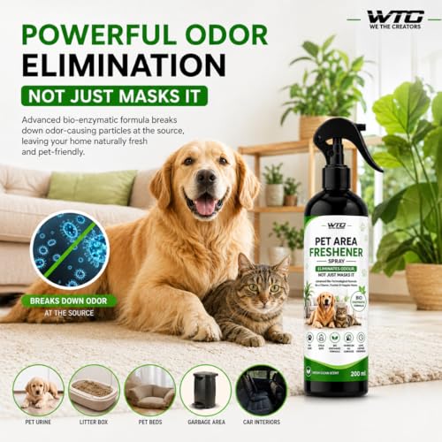 Image of WTC Pet Area Freshener Spray 500ml | Dog & Cat Urine Odor Remover | No Pee No Poop Smell Eliminator | Pet & Child Safe Bio Enzymatic Cleaner | Works on Floor, Sofa, Carpet, Home