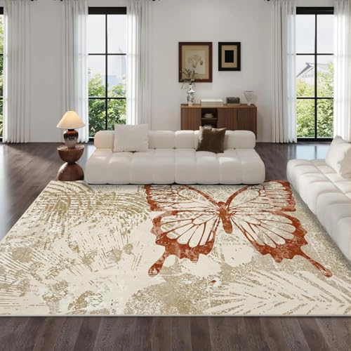 Moquette intérieur poils courts papillon 60x90cm tapis doux rétro moderne