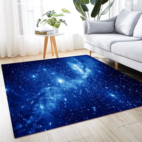 Tapete grande 150 x 180 cm para interior antideslizante azul galaxia miniatura 2