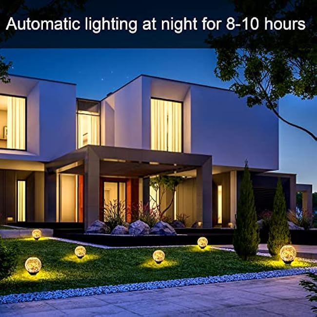 Hbaushun Garden Solar Lights 2 Pack,Outdoor Waterproof 30 LED Cracked Glass Ball Globe Solar Power Ground Lights for Pathway Path Yard Patio Lawn, Outdoor Christmas Decoration Landscape 4.7''