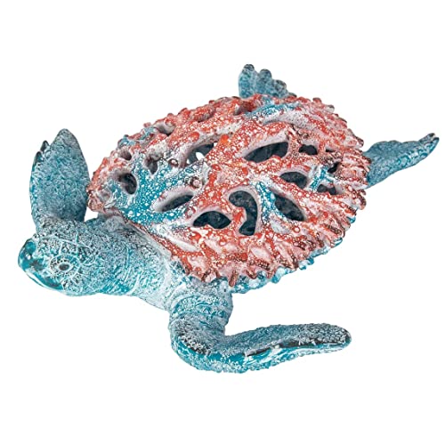 Estatua de Tortuga Marina Coral Blanco 13x11 pulg
