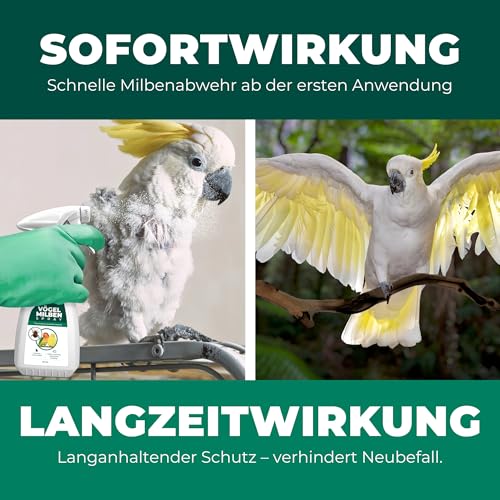 Silberkraft Milbenspray 250 ml, Milbenschutz für Ziervögel, Singvögel & Geflügel, für Wellensittich, Kanarienvogel, Papagei, Beo, Großsittich & Brieftaube, Gegen rote Vogelmilbe und Parasiten
