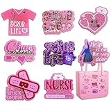 OEHEDOU 8pcs Nurse Charms For Bogg Bag Acrylic Nurse Life Charm For Bogg Bag Accessories Nurses Themed Gifts For Women Girls Compatible With Simply Southern Beach Tote Bags Charms For Nurses