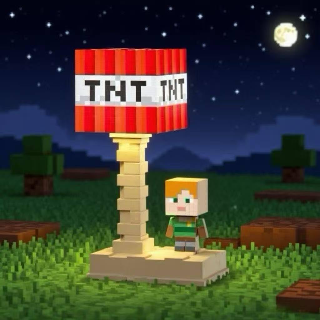 Pixel LED Night Light, 5-Color Adjustable, Pixel Game Desktop Ambient Light, Touch Control Bedside Atmosphere Light, USB Powered, Perfect Bedroom Decoration and Gift for Gamers. (TNT)