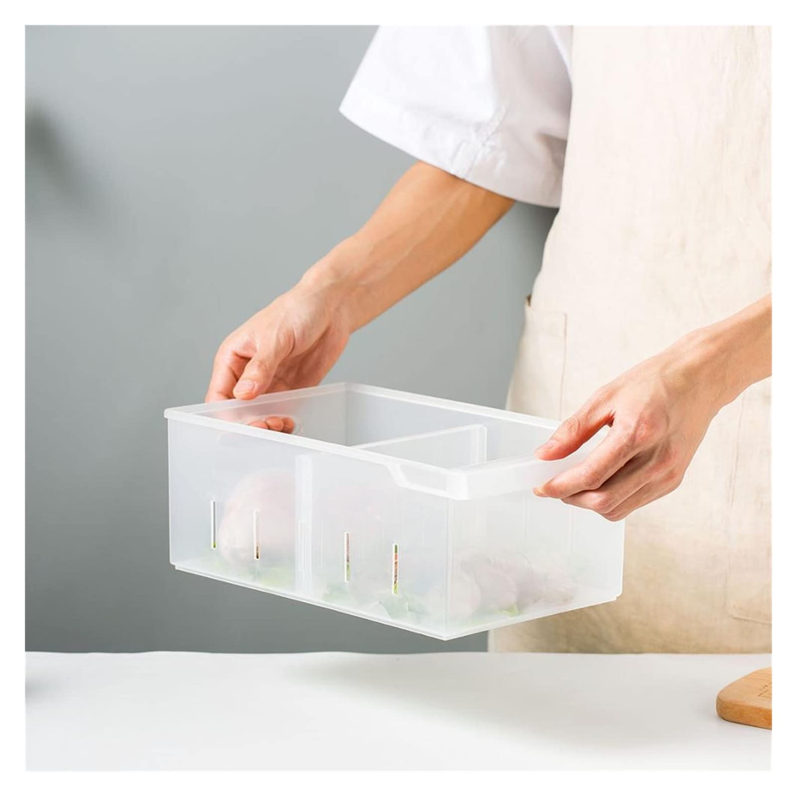 JIANFENG 3 Grids Clear Plastic Food Egg Storage Container Kitchen Refrigerator Food Fruit Crisper Portable Partition Storage Box Exquisite (Color : Clear)