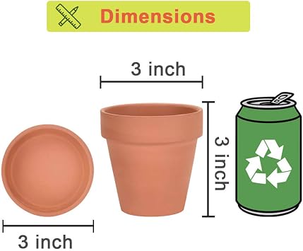 vensovo 3 Inch Terracotta Pots and 9 Inch Terracotta Pot Plant Saucer - 12 Pack Mini Clay Pot and 4 pcs Large Round Plant Pot Saucers, Great for Plants, Crafts, Wedding Favor