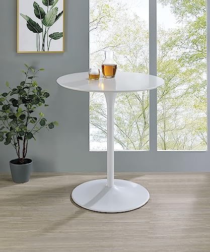 Image of OSP Home Furnishings Flower Mid-Century Modern Counter Height Dining Table, White Top with White Base