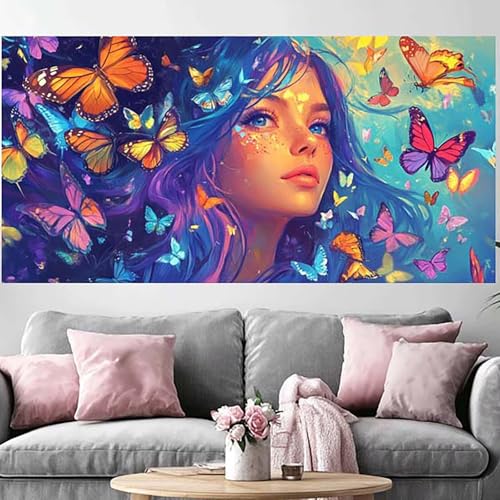 Diamond Painting Papillon 50x100cm : Grand Kit Peinture Diamant 5D Full Drill