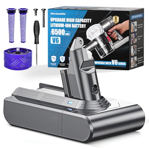 Becleanlife 6500mAh V6 Battery Replacement Compatible...