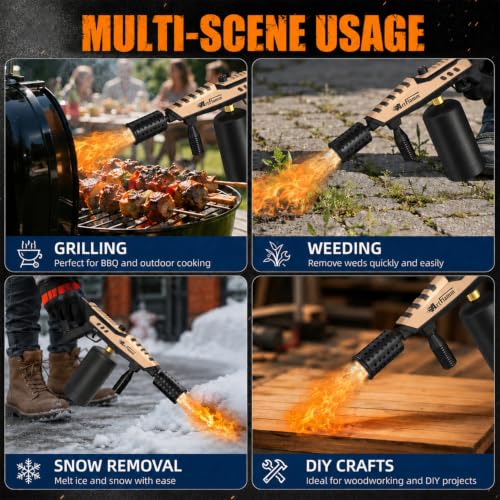 Image of ARTFLAMM Powerful Propane Torch, Kitchen Blow Torch with Adjustable Flame, Detachable Cooking Torch for Searing Steak, Camping, BBQ, Welding (Tank Not Included)
