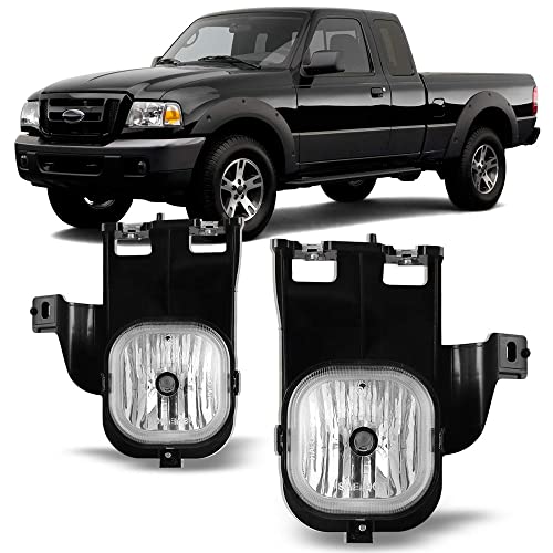 CPW Fog Lights Assembly Compatible with [2006-2007 Ford Ranger] Driving Fog Lights Lamps Replacement Driver Side+Passenger Side