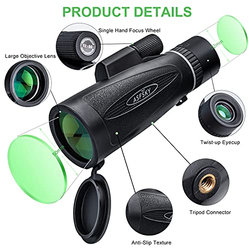 Monocular Telescope 12 x 60 HD High Definition Waterproof Mount with Mobile Phone Holder and Tripod Telescopic Gadget… – Bild 4