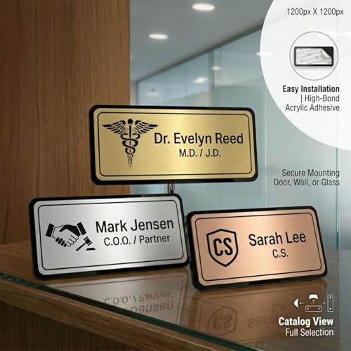 Image of Acrylic Name Plate for Office, Home, Workshop, Acrylic Laser Engraved Name Plates for Doctor, For CA, For Dentist, For Advocate, For Door, For Wall Name Plate 3 x 8 inch & 12 x 4 inch