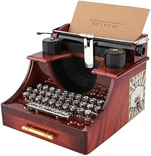 AUNMAS Vintage Style Typewriter Shape Music Box with Drawer Mechanical Music Box Jewelry Storage Box Christmas Valentine's Day Birthday Gift