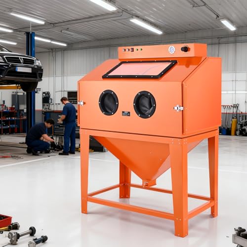 Image of VEVOR Heavy Duty Sandblasting Cabinet Kit, Industrial-Grade Steel Sand Blasting Cabinet with Dual Blasting Guns & 1.6HP Dust Collector for Oversized Parts Surface Finishing, Rust Removal