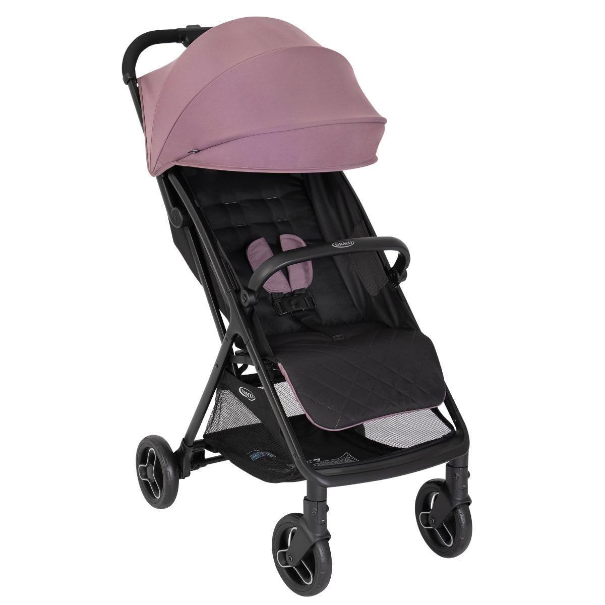 Myavo Compact Stroller/Pushchair with Raincover - Suitable from Birth to Approx. 4 Years (0-22kg). Lightweight at only 5.8kg with a one-Second, one-Hand fold, Mulberry Fashion