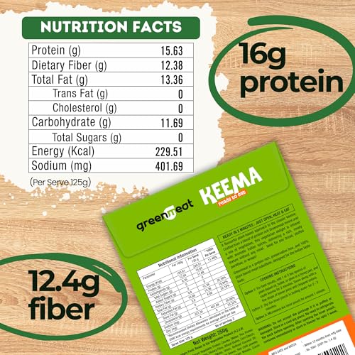 Image of Greenmeat Keema | Ready to Eat | 100% Plant Based & Vegetarian | Protein & Fibre Rich | Low Fat & Zero Cholesterol | No Preservatives | Pack of 1 (250g)