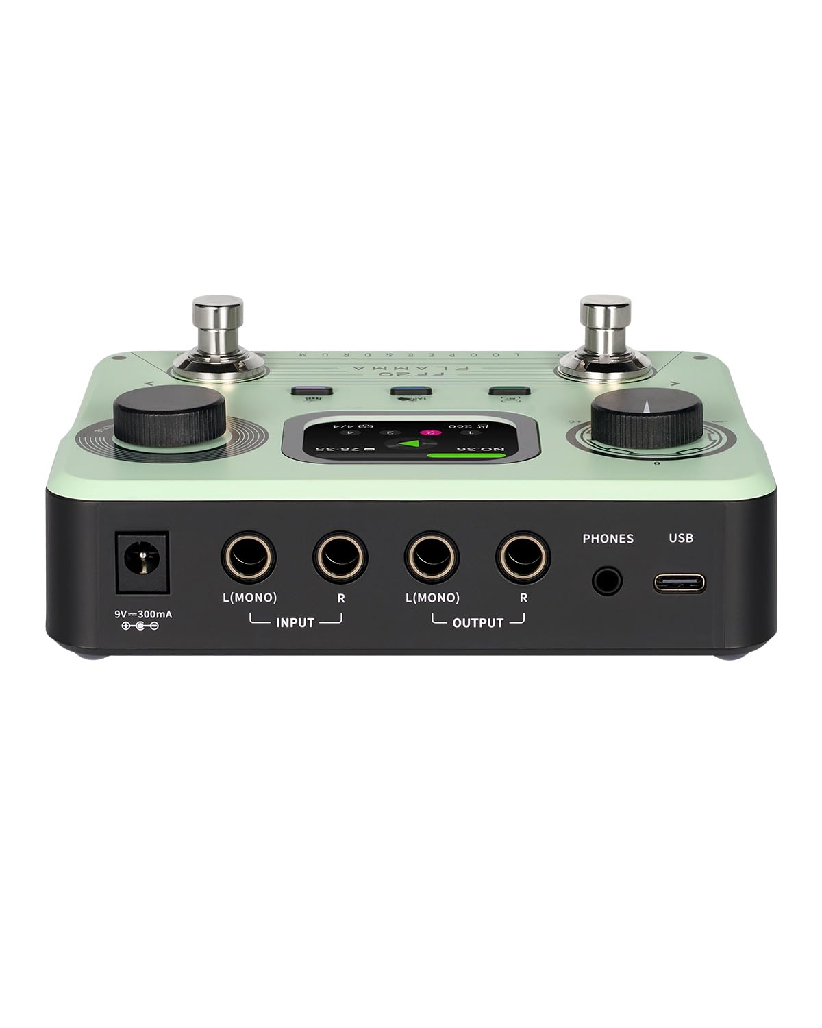 FLAMMA FF20 Looper Drum Machine, Drum Looper Chitarra Pedale con schermo, Registrazione 300 min, 220 scanalature per batteria, 100 slot loop, Time Stretch, registrazione automatica, USB e uscita
