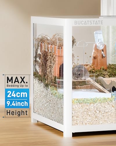 Image of BUCATSTATE Hamster Cage 3.0: Metal Large Rat Cage Stackable with Top Access Easy Assemble 39.3L x 19.7W x 20.6H Inches Dwarf Syrian Hamster Tank for Gerbil Mouse (5.4 ft, White)