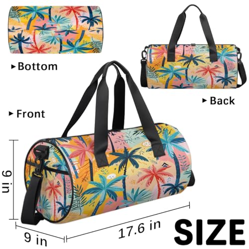 Coconut Tree Tropical Travel Gym Bag Waterproof Sport Dance Bag for Women Men Portable Gymnastics Duffel Bags Canvas Tote Carry on Handbag for Workout Overnight Weekender3