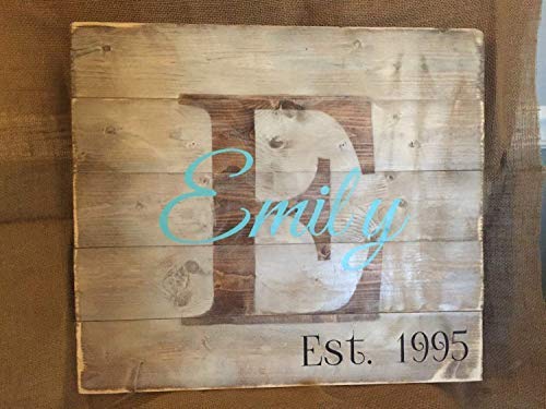Brooer2ick Targhetta con Nome e Nome per la cameretta dei Bambini, Effetto Invecchiato, Personalizzabile, Regalo di Nozze, in Legno, Decorazione per Salotto