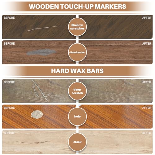 Laminat Reparaturset, 11 Farben Holz Vinyl Möbel Parkett Reparaturset Hartwachs Reparatur set Ausbesserungsmarker Abdeckung von Kratzern, Flecken, Rissen, Löchern für Holzkitt Vinylboden Holzboden