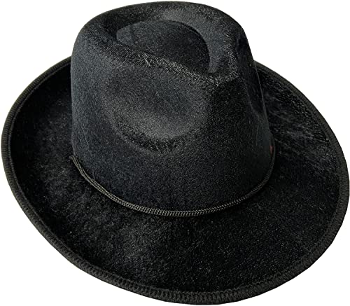 Adult's Black Velvet Gangster Cowboy Hat Costume Accessory
