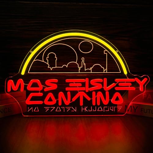 Cantina Neon Sign for Wall Decor USB Powered Led Sign for Sci-Fi Movie Fans Dimmable Neon Light for Man Cave Bar Game Decor Gift for Sci-Fi Movie Fans(17.9 * 10.6 inches)
