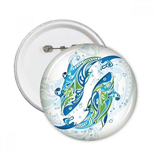 Pins badge poisson et vagues de la mer décoration de vêtements ronds M 5pcs