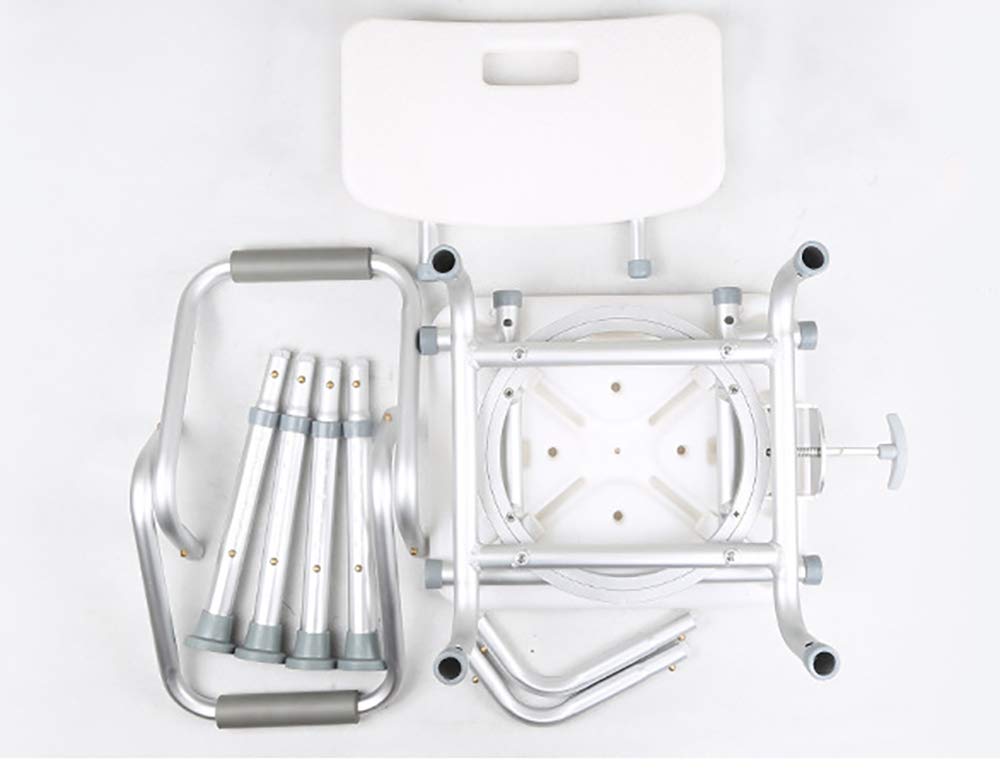 Silla de Ducha giratoria de 360 ​​Grados, banqueta de Asiento Ajustable para bañera y Asiento de bañera Banco de Asiento con Respaldo Reposabrazos para Ancianos, Mujer Embarazada