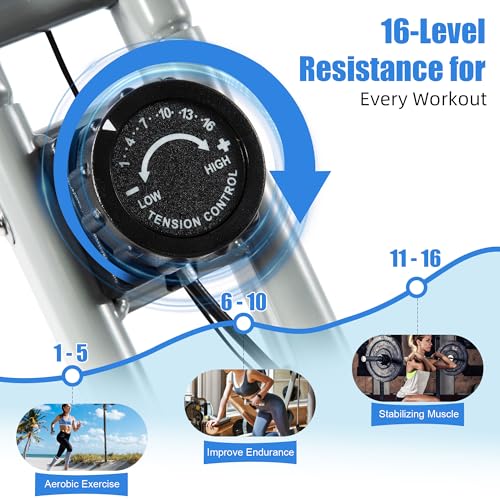 Image of BARWING Exercise Bike Stationary Bikes for Home with APP，3 in 1 Folding Exercise Bikes for Seniors, Indoor Cycling Workout Bike 16-Level Adjustable Resistance,330LB Capacity,Comfortable Seat Backrest White