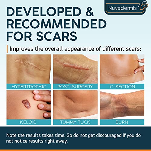 Nuvadermis Silicone Scar Sheets, Tape, Strips - Usa Tested - Healing Keloid, C-Section, Tummy Tuck - As Surgical Cream, Gel, Patch, Bandage, Pad - Surgery Scars Treatment - 4 Pack 5.7"X1.57" #TOP1
