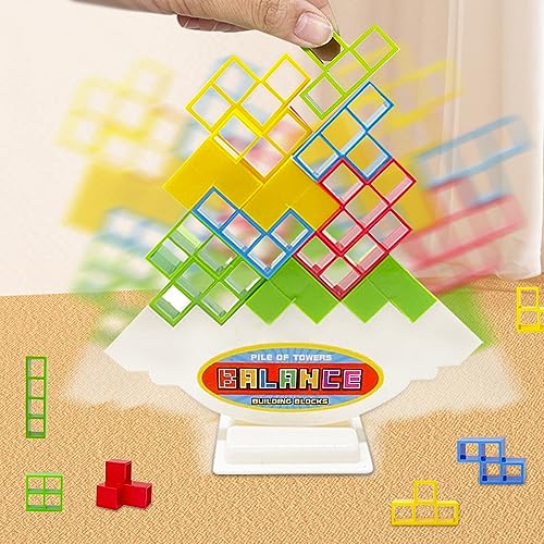 Deyaah 48Pcs Tetra Tower Balance Game, Stacking Blocks Games, Balancing Swing Stacking Fun Toys Building Blocks for Family Games, Parties, Travel, Team Building Blocks Toy - Image 4