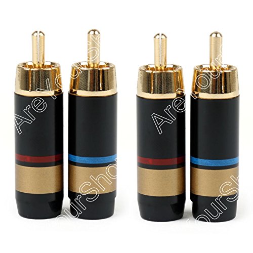20PCS Copper RCA Plug Audio Cable Male Connector Adapter Connector Soldering Phono Male for 6.6mm Cable