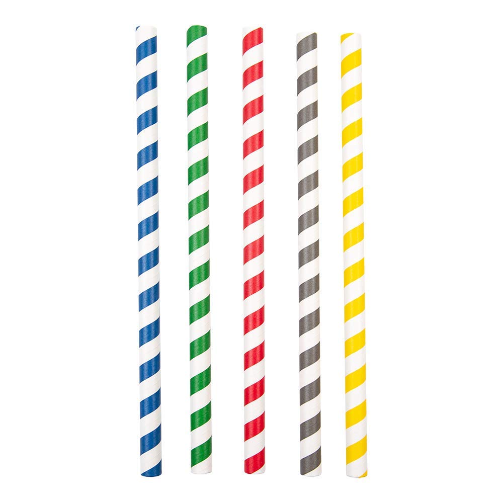 García de Pou 50 unidades - Pajitas Rectas A Rayas Ø1X21 Cm Surtido Papel