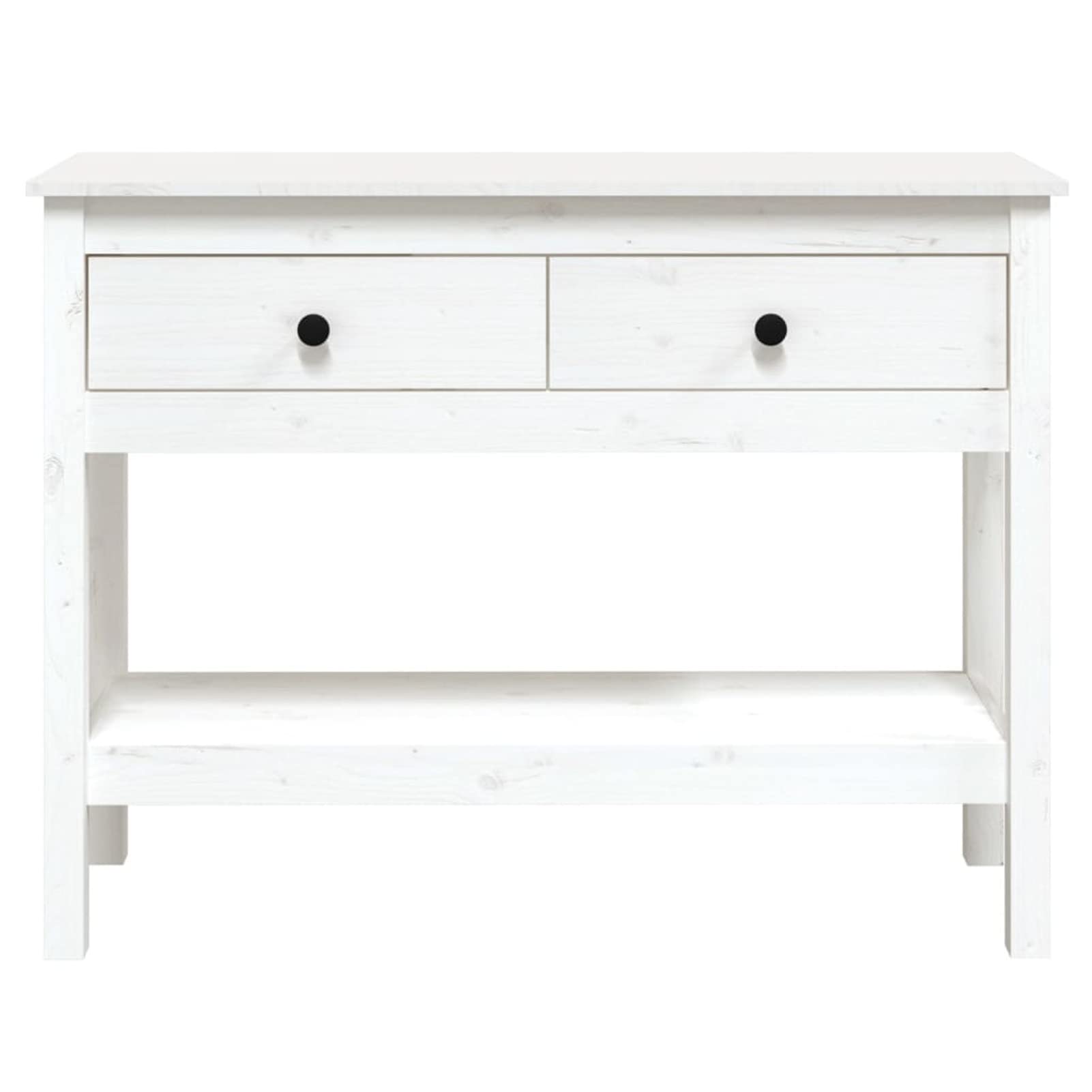 Homgoday Mesa Consola Recibidor Mueble de Entrada Estrecha Clásica Grande Mesa Auxiliar para Pasillo Comedor Mesa Consola de Madera Maciza de Pino Blanco 100x35x75 cm
