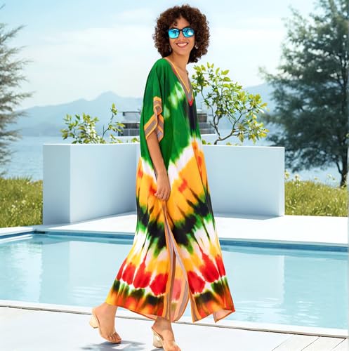 Image of NFVNKJ Women's Plus Size Beach Lounge Kaftan Maxi Dress Swimsuit Coverup for Women