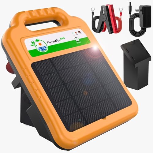 FarmNix Solar Electric Fence Kit for Livestock,10 Miles Fence Charger,8KV Output Electric Fence Charger,0.2 Joules Solar Charger,4.3W Solar Panel,10400mAh Battery for Long-Lasting Use