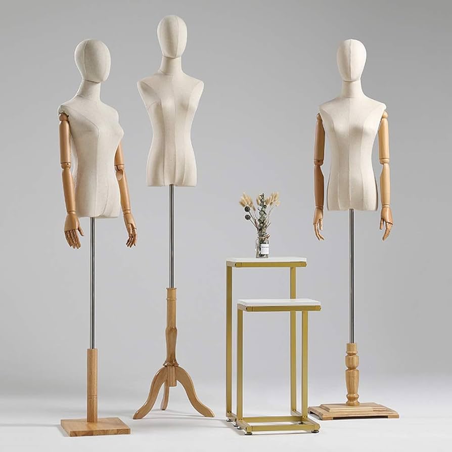 \"レディースリネントルソー\" 女性用布製マネキン 調整可能 Amazon.co.jp: 女性のマネキン 洋裁用トルソ一 上半身 PE +