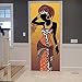 Amarillo Anaranjado Tradicional Silueta De La Mujer Africana En El Desierto Imagen 3D Imprimir Sala De Vinilo Calcomanías De Puertas De Papel Tapiz Murales Pegatinas Extraíbles Posters DIY Art Decors