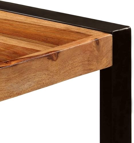 Miniatura 5 de Dining Table Brown Solid Acacia Wood Rectangular Modern Industrial Large Seats 8 62.9x39.4x29.5 in Robust Polished Finish for Dining Room Kitchen