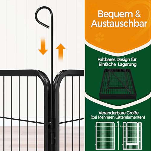 Yaheetech Welpenauslauf 100cm hoch, 6-teilig Welpenlaufstall faltbar mit Tür, Hundelaufstall Freilaufgehege für Hunde Wohnung & Garten, Aufbau werkzeugfrei