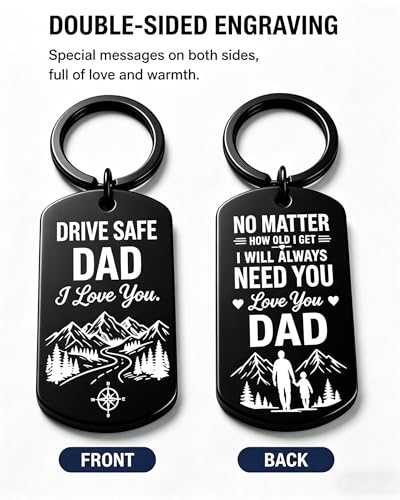 Image of Fathers Valentines Day Gifts for Him Dad Stocking Stuffers for Men Drive Safe Keychain Boyfriend Christmas Husband