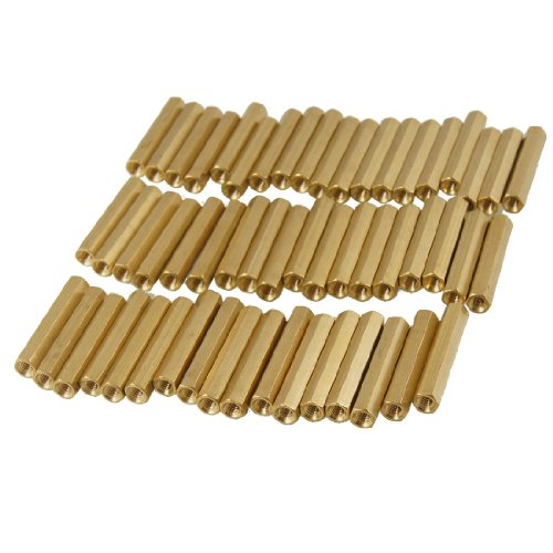 Aexit 50 Pcs Tube Fittings M3X28mm Brass Hex Hexagonal Female Thread PCB Microbore Tubing Connectors Standoff Spacers