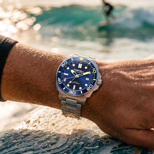 Image of TOPHILL Men Watches Automatic Mechanical Watches - Dive, GMT, Chronograph & Dress Styles | 316L Stainless Steel, Sapphire Crystal, Ceramic Bezel | 5ATM-300M Waterproof with Super Luminous | Classic Business & Sport Casual