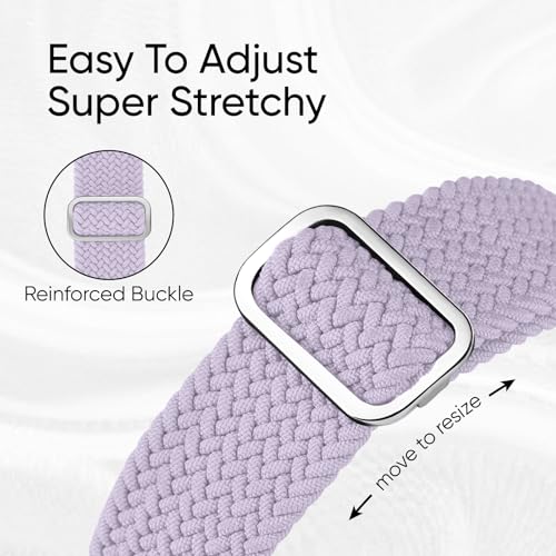 Image of 6 Pack Braided Stretchy Bands Compatible with Apple Watch Band 38mm 40mm 41mm 42mm 44mm 45mm 46mm 49mm Women Men, Adjustable Nylon Solo Loop Elastic Straps for iWatch Series 11 10 9 8 7 6 5 4 SE Ultra
