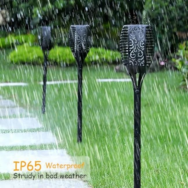 4 Pack Outdoor Solar Flame Light,Solar Lights Outdoor for Garden Decorations with Flickering Flame,IP65 Waterproof Solar Powered Yard Lights Torch Light for Lawn Patio Pathway (Purple)