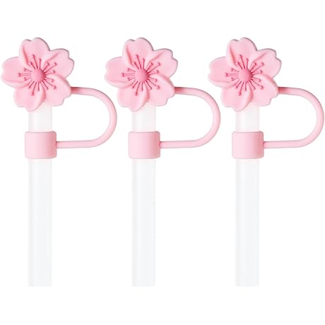 3Pcs Flowers Silicone Straw Cover Cap for Pink Stanley Cup